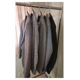 5 Mens suit jackets - none have a size tag.  All have 18-19" pit to pit chest measurement.  Suggest for Small to Medium.