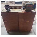 Wooden Tool Cabinet with Eclipse Vise and Black and Decker Grinder  38"W x 13"D x 33"H