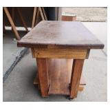 Wooden Rolling Workshop Table with Storage Shelf 37"W x 21.75" D x 24"H