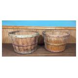 Wooden Apple Bushel Baskets - Set of 2 - 18" diameter - 12" H