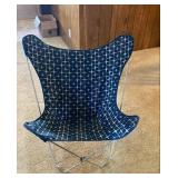 Navy Blue Butterfly Patio Chair with Star Pattern - folds for easy storage