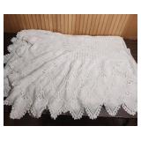 Hand Crocheted White Cotton Tablecloth 136" x 88"