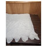 Hand Crocheted White Cotton Tablecloth 136" x 88"