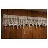 Hand crafted crochet curtain valances - 4 panels each measuring 48" W x 20" L (length at tip of scallops, not including the fringe)