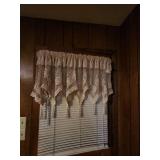 Hand crafted crochet curtain valances - 4 panels each measuring 48" W x 20" L (length at tip of scallops, not including the fringe)