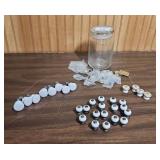 Glass Jar with Vintage Drawer Pull Knobs and hardware