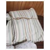 Queen Size Cotton Sheets - Geometric Striped set w/ fitted & flat, tan fitted sheet, and floral set with fitted and flat sheet (no pillow cases)