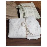 Queen Size Cotton Sheets - Geometric Striped set w/ fitted & flat, tan fitted sheet, and floral set with fitted and flat sheet (no pillow cases)