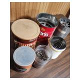 Bulk Metal Nails in Jars and Cans - 6 containers all about half to 3/4 full