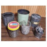 Bulk Assorted Nails in Storage Containers - 6 cans and jars of various sized nails