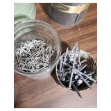 Bulk Assorted Nails in Storage Containers - 6 cans and jars of various sized nails