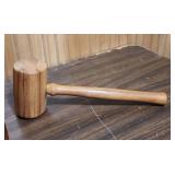 Vintage Wooden Games and Trinkets - wooden gavel, maraca (no sound), paper weights, and other desk trinkets. Includes Ceramic Mayan head cup.