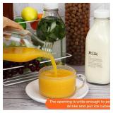 DHSBTLS 3 Pcs Glass Milk Bottles with Lid, 32 oz/ 1L Reusable Glass Milk Container for Fridge