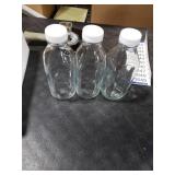 DHSBTLS 3 Pcs Glass Milk Bottles with Lid, 32 oz/ 1L Reusable Glass Milk Container for Fridge