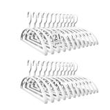 HOUSE DAY Plastic Clothes Hangers 24 Pack, Sweater Hangers No Shoulder Bump, Thick Heavy Duty Coat Hanger for Closet, White Wide Hanger with Non-Slip Hook for Sweaters, Suits, Dresses, Jackets, Pants