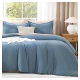 Litanika Full Size Comforter Sets Grayish Blue, 3 Pieces Lightweight Solid Bedding Comforter Set, All Season Fluffy Bed Set (79x90In Comforter & 2 Pillowcases)