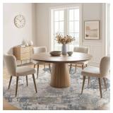 UERMEI 8ft Round Area Rug Living Room Rugs - 8x8 Washable Neutral Modern Abstract Soft Thin Rug Indoor Floor No Slip Rug Carpet for Bedroom Under Dining Table Home Office Decor - Blue Grey