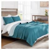 Exclusivo Mezcla Reversible California King Size Quilt Bedding Set with Pillow Shams, Lightweight Quilts Cal King Size, Soft Bedspreads Bed Coverlets for All Seasons - (Dusty Teal, 112x104)