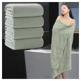 MAGGEA Extra Large Bath Sheet 4 Piece (35x70)-Ultra Soft Oversized Bath Towel,Bath Sheet Set for Bathroom Hotel,Plush Highly Absorbent Quick Dry Shower Towel for Adults,Bathroom Towel Set Green
