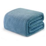 Exclusivo Mezcla Fleece Bed Blanket Queen Size, Super Soft and Warm Blankets for Couch, Sofa and Bed Waffle Textured, Cozy, Fuzzy and Lightweight (Slate Blue, 90x90 Inches)