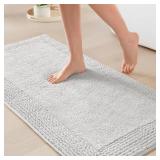 Madison Park Splendor Reversible 100% Cotton Tufted Bathroom Rug-3000 GSM Hotel Quality Luxurious Plush Medium Pile Bath Mat Absorbent, Quick Dry, Shower Room Decor, 24x44 Grey