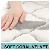 OLANLY Memory Foam Bath Mat Rug 36x24, Ultra Soft and Absorbent Bathroom Rugs, Non-Slip, Comfortable, Machine Washable Bath Carpet for Bathroom Floor, Tub, Shower and Home Decor Accessories, Cream