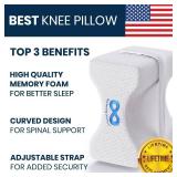 Everlasting Comfort Memory Foam Knee Pillow for Side Sleepers Sciatica Pain Relief Pillow, Removable Strap Support Leg Pillows for Sleeping Alignment, Knees, Back & Hip Cushion