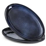 vicrays Serving Platter Ceramic Tray Plates Extra Large Oval 14.5 Inch Porcelain Dinner Plates Long Serving Dish Set Entertaining Party Restaurant Food Meat Sushi Fish Turkey Platter