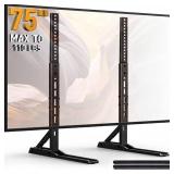 PERLESMITH Universal TV Stand Mount for 22-75 Inch TVs, Height Adjustable Table Top TV Stand, Great Load-Bearing Replacement TV Legs with Tempered Glass Holds up to 110lbs, Max VESA 800 x 600mm