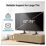 PERLESMITH Universal TV Stand Mount for 22-75 Inch TVs, Height Adjustable Table Top TV Stand, Great Load-Bearing Replacement TV Legs with Tempered Glass Holds up to 110lbs, Max VESA 800 x 600mm