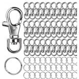 LEOBRO 60PCS Lobster Claw Clasps and Key Rings, 30PCS Keychains Clips and 30PCS Key Chain Ring, Keychain Making kit for Key Chain, Jewelry Making, Art Crafts, Silver