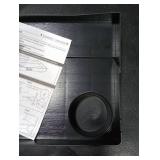 SPACELEAD Bedside Shelf for Bed College Dorm Room Clip On Nightstand with Cup Holder & Cord Holder -Tray Table Caddy for Students Bunk Bed Shelf for Organizer Top for Bedroom (Black Plastic)