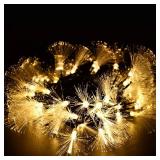 YOLIGHT 33FT Fiber Optic Fairy Lights 60 LED Starburst Firework String Lights Green Wire Christmas Lights for Indoor Outdoor Wedding, Christmas Tree, Garden, Patio, Party Decoration (Warm White)