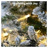 YOLIGHT 33FT Fiber Optic Fairy Lights 60 LED Starburst Firework String Lights Green Wire Christmas Lights for Indoor Outdoor Wedding, Christmas Tree, Garden, Patio, Party Decoration (Warm White)