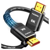 Highwings Long HDMI Cable 15 FT, 4K 8K 10K HDMI 2.1 Cord Ultra High Speed [in-Wall CL3 Rated, 8K@60Hz 4K@120Hz Video 48Gbps], Fit, Durable, Flexible, eARC, HDCP, Compatible for Ethernet SoundBar