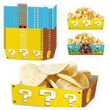 Zliisang 24 Pcs Cartoon Game Party Supplies Yellow Paper Food Trays Disposable Serving Tray Nacho Trays Food Boats for Cartoon Birthday Decorations