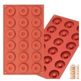 iefoah 2pcs Silicone Mold for Mini Donut, 18 Cavities Donut Molds Home Reusable Donut Baking Pan Tray, Red, LK-18CA-DONUT