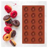 iefoah 2pcs Silicone Mold for Mini Donut, 18 Cavities Donut Molds Home Reusable Donut Baking Pan Tray, Red, LK-18CA-DONUT