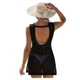 FAIRY SEASON Swimsuit Coverup for Women Knit Crochet Hollow Out Backless Beach Dress 2025 Bikini Cover Up Sleeveless Dresses Medium