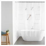 Amazon Basics 8-Gauge PEVA Shower Curtain or Liner with Mesh Storage Pockets - 72 x 72, Clear