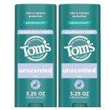 Toms of Maine Unscented Aluminum Free Natural Deodorant For Women & Men | Goes on Clear | Odor & Wetness Protection | Naturally Derived and Moisture-Locking Ingredients | 3.25 oz (2 Pack)