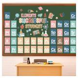 Pasimy 64 Pcs Science Bulletin Board Set Science Classroom Decor Chemistry Periodic Table Poster Scientist Lab Cutouts for Back to School Classroom Home Wall Teacher Supplies (Boho Color)