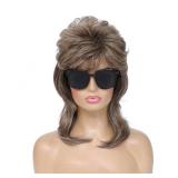 Adequate 80s Mullet Wig for Women Fluffy and Layered Hairpiece for Perfect for Costume Parties and Cosplay (Light Brown)