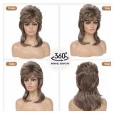 Adequate 80s Mullet Wig for Women Fluffy and Layered Hairpiece for Perfect for Costume Parties and Cosplay (Light Brown)