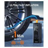 JUSUOX Tire Inflator Portable Air Compressor, 150PSI Cordless Air Pump for Car Tires, Battery & 12V DC Dual Power Electric Bike Tire Pump with Digital Pressure Gauge, LED Light, for Motorcycle, Ball