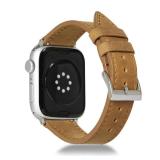 Jeereal Leather Bands Compatible with Apple Watch Band Series 9, Ultra 2/Ultra, SE/SE 2nd Generation, 8 7 6 5 4 3 2 1, 38mm 40mm 41mm 42mm 44mm 45mm 49mm Women and Men (Bourbon Brown/COI, 42mm/44mm/45