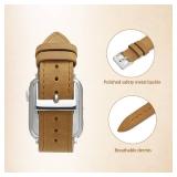 Jeereal Leather Bands Compatible with Apple Watch Band Series 9, Ultra 2/Ultra, SE/SE 2nd Generation, 8 7 6 5 4 3 2 1, 38mm 40mm 41mm 42mm 44mm 45mm 49mm Women and Men (Bourbon Brown/COI, 42mm/44mm/45