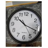 Bernhard Products Black Wall Clock, Large 13-Inch Silent Non Ticking Quartz Battery Operated Round Easy to Read Classroom/Home/School/Office Clock GLASS FACE DAMAGED