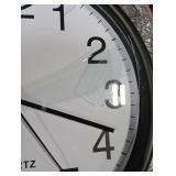 Bernhard Products Black Wall Clock, Large 13-Inch Silent Non Ticking Quartz Battery Operated Round Easy to Read Classroom/Home/School/Office Clock GLASS FACE DAMAGED