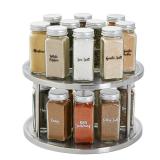 Juvale 2-Tier Lazy Susan Spice Rack Organizer for Cabinet - 10.5 in, Stainless Steel - Kitchen Countertop Organizer & Spice Carousel for Pantry Organization